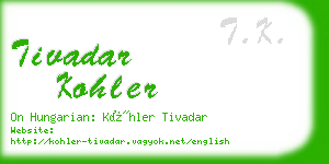 tivadar kohler business card